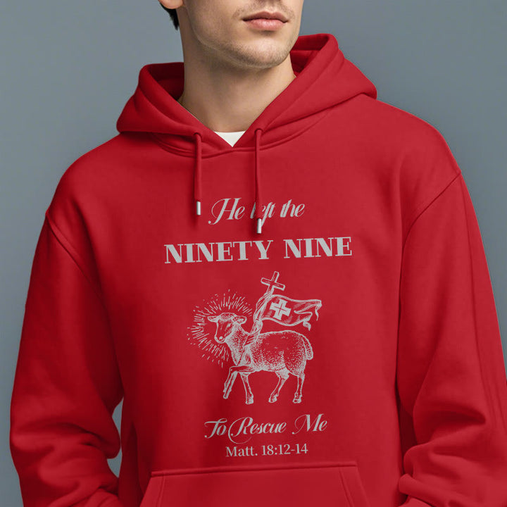 Christianartworkshop Zitat-Stil „He Left the Ninety-Nine“ Fleece-gefütterter Polyester-Kapuzenpullover