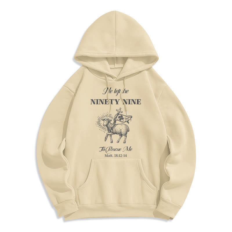 Christianartworkshop Zitat-Stil „He Left the Ninety-Nine“ Fleece-gefütterter Polyester-Kapuzenpullover
