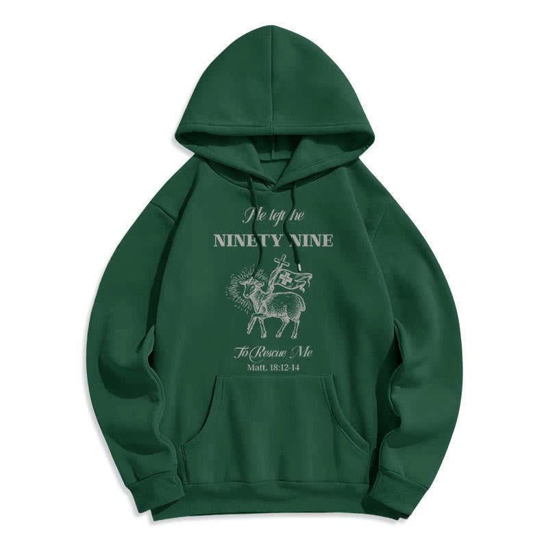 Christianartworkshop Zitat-Stil „He Left the Ninety-Nine“ Fleece-gefütterter Polyester-Kapuzenpullover