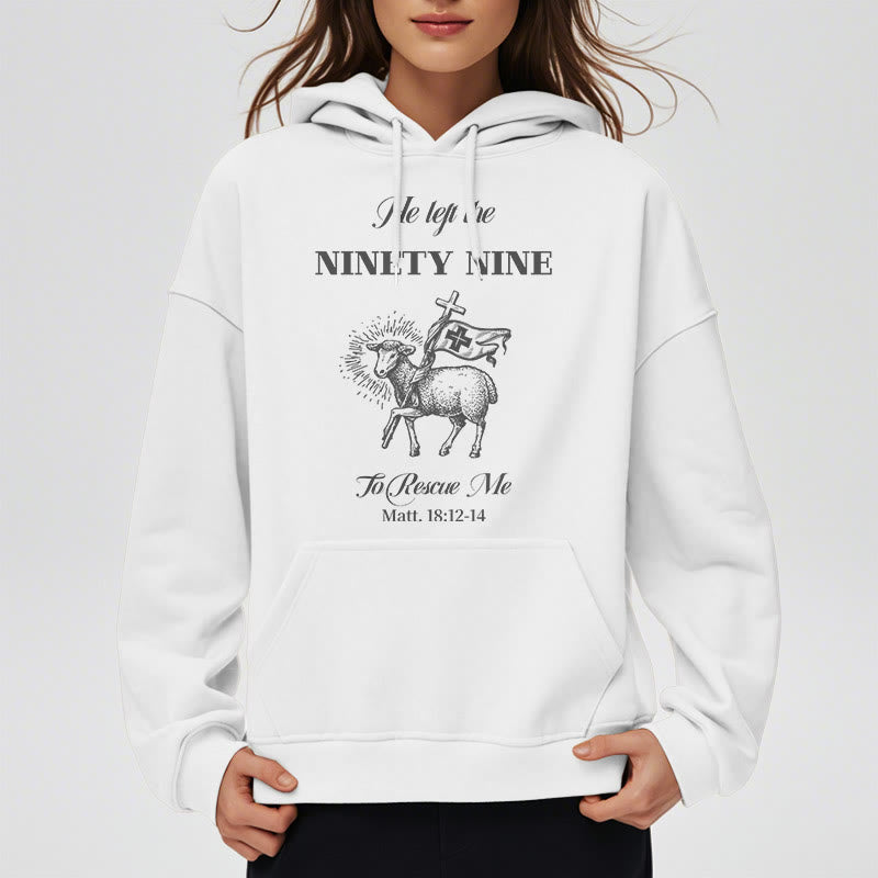 Christianartworkshop Zitat-Stil „He Left the Ninety-Nine“ Fleece-gefütterter Polyester-Kapuzenpullover