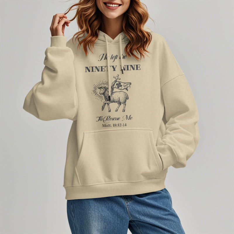 Christianartworkshop Zitat-Stil „He Left the Ninety-Nine“ Fleece-gefütterter Polyester-Kapuzenpullover