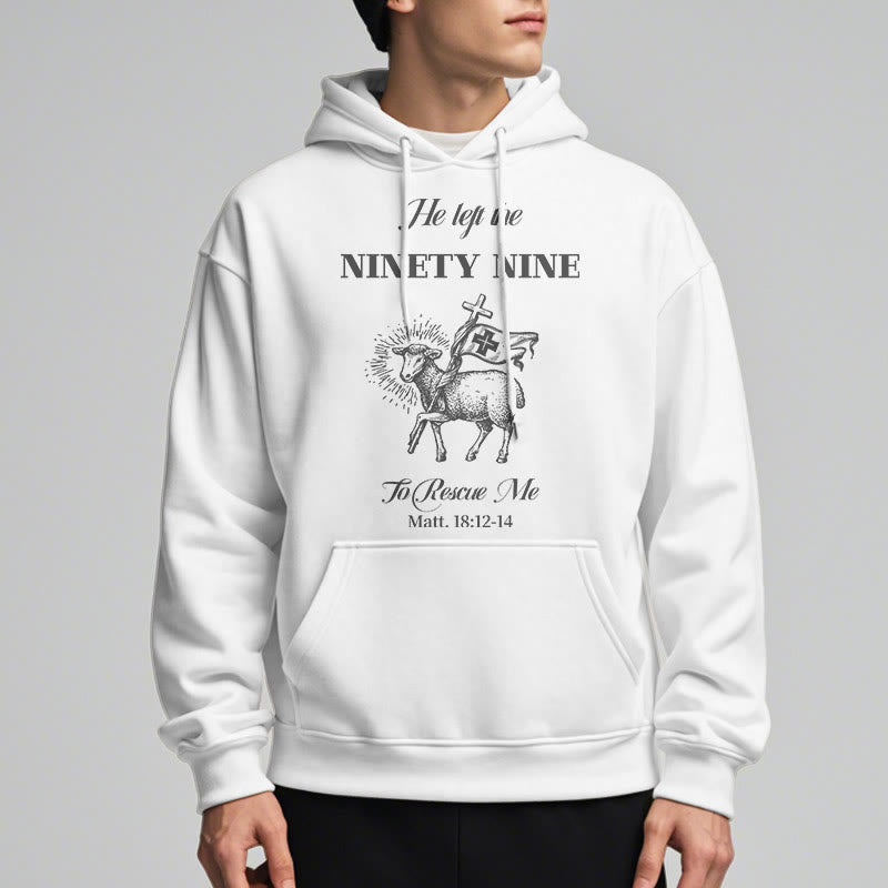 Christianartworkshop Zitat-Stil „He Left the Ninety-Nine“ Fleece-gefütterter Polyester-Kapuzenpullover