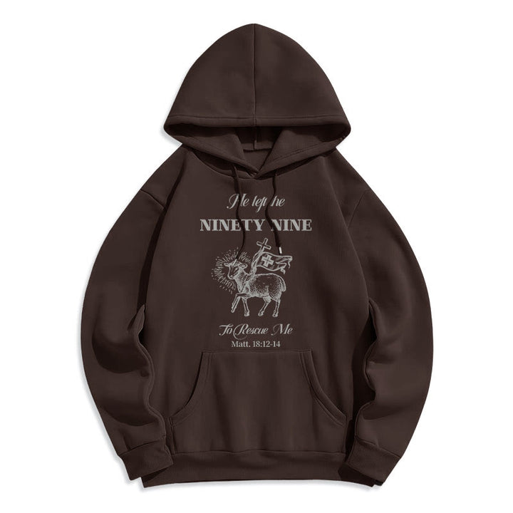Christianartworkshop Zitat-Stil „He Left the Ninety-Nine“ Fleece-gefütterter Polyester-Kapuzenpullover