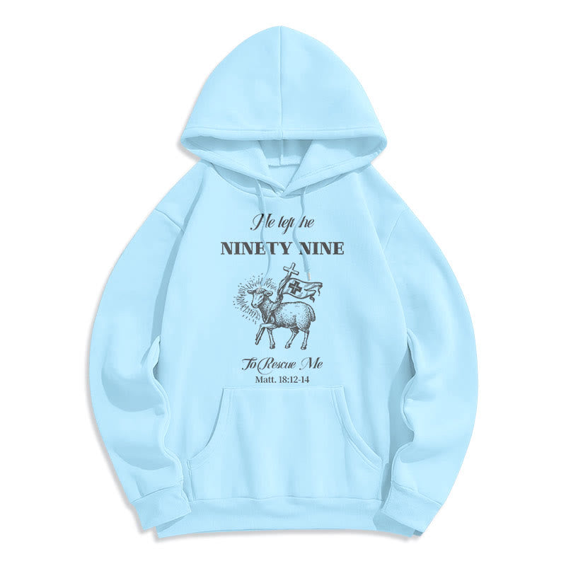 Christianartworkshop Zitat-Stil „He Left the Ninety-Nine“ Fleece-gefütterter Polyester-Kapuzenpullover