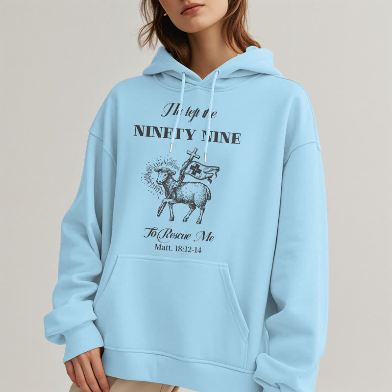 Christianartworkshop Zitat-Stil „He Left the Ninety-Nine“ Fleece-gefütterter Polyester-Kapuzenpullover