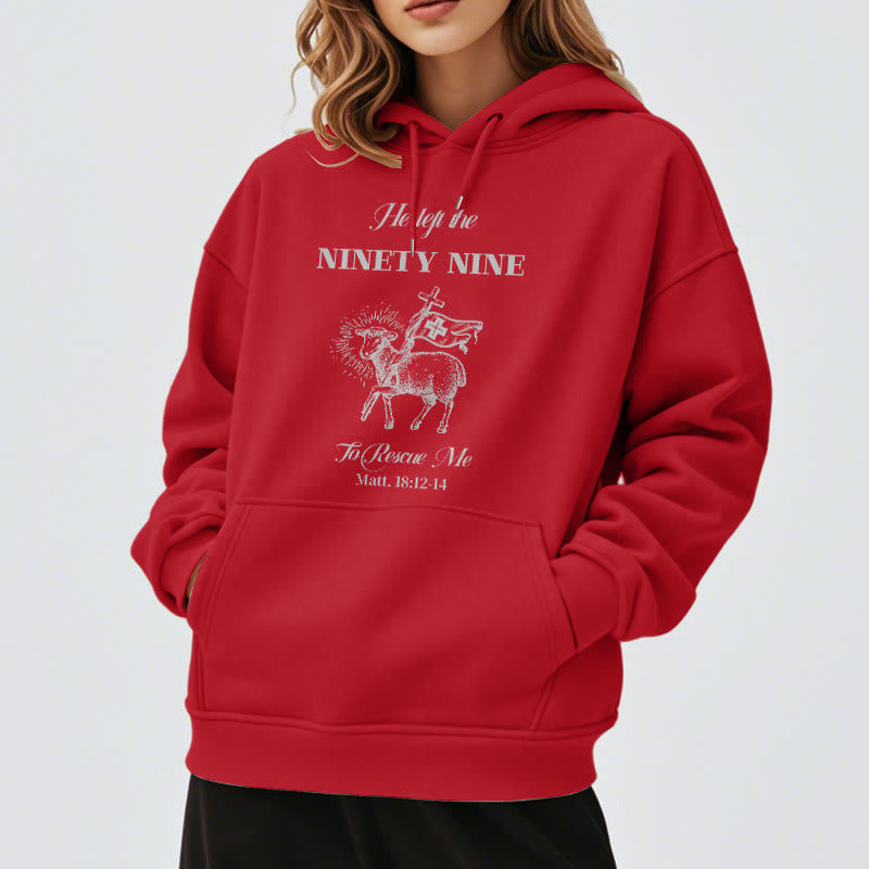 Christianartworkshop Zitat-Stil „He Left the Ninety-Nine“ Fleece-gefütterter Polyester-Kapuzenpullover