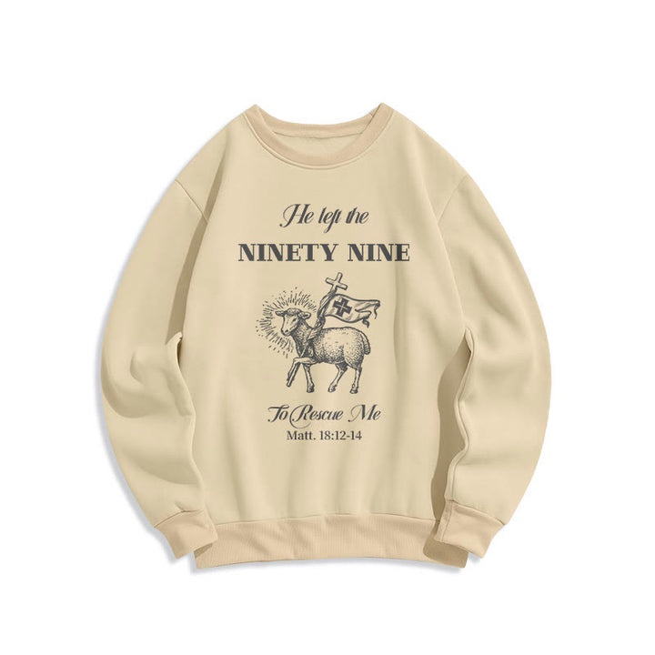 Christianartworkshop Zitat-Stil „He Left the Ninety-Nine“ Fleece-gefüttertes Polyester-Sweatshirt
