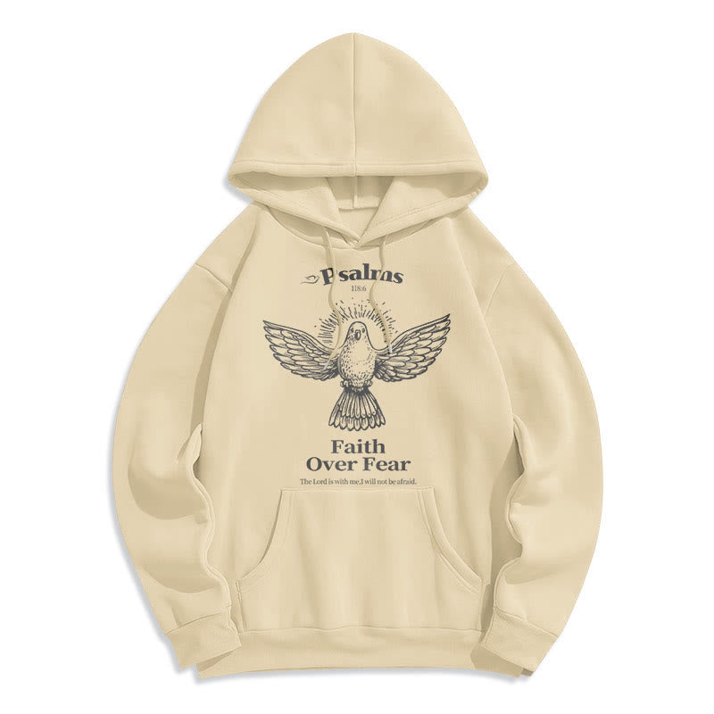 Christianartworkshop Kapuzenpullover aus Polyester im klassischen Zitat-Stil „Faith Over Fear“ mit Fleecefutter