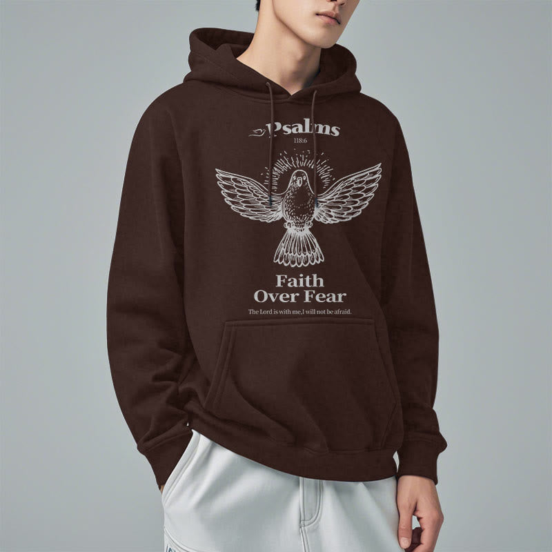 Christianartworkshop Kapuzenpullover aus Polyester im klassischen Zitat-Stil „Faith Over Fear“ mit Fleecefutter