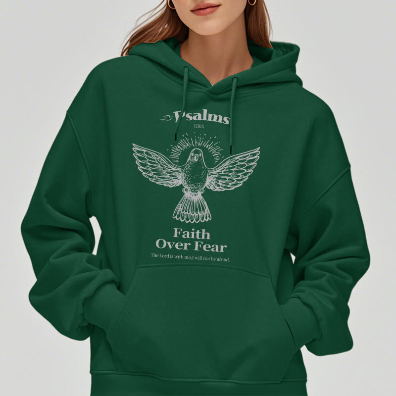Christianartworkshop Kapuzenpullover aus Polyester im klassischen Zitat-Stil „Faith Over Fear“ mit Fleecefutter