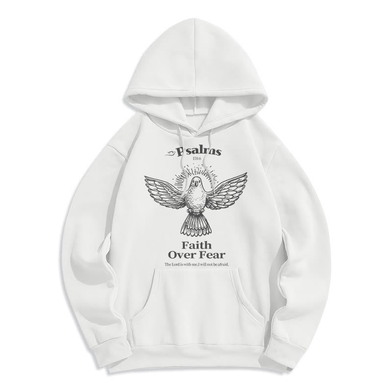 Christianartworkshop Kapuzenpullover aus Polyester im klassischen Zitat-Stil „Faith Over Fear“ mit Fleecefutter