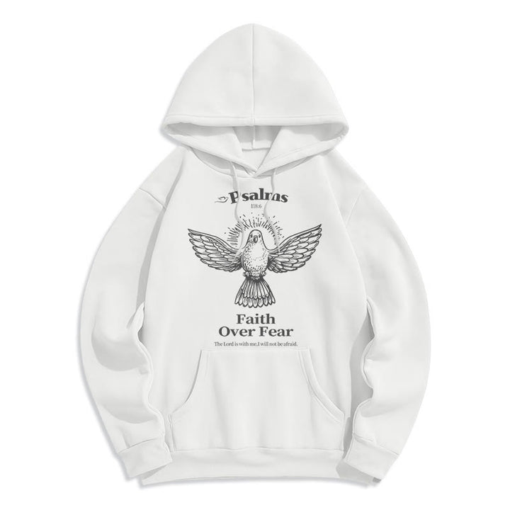 Christianartworkshop Kapuzenpullover aus Polyester im klassischen Zitat-Stil „Faith Over Fear“ mit Fleecefutter