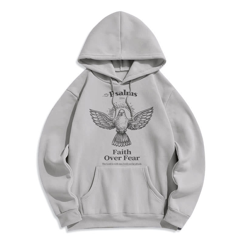 Christianartworkshop Kapuzenpullover aus Polyester im klassischen Zitat-Stil „Faith Over Fear“ mit Fleecefutter