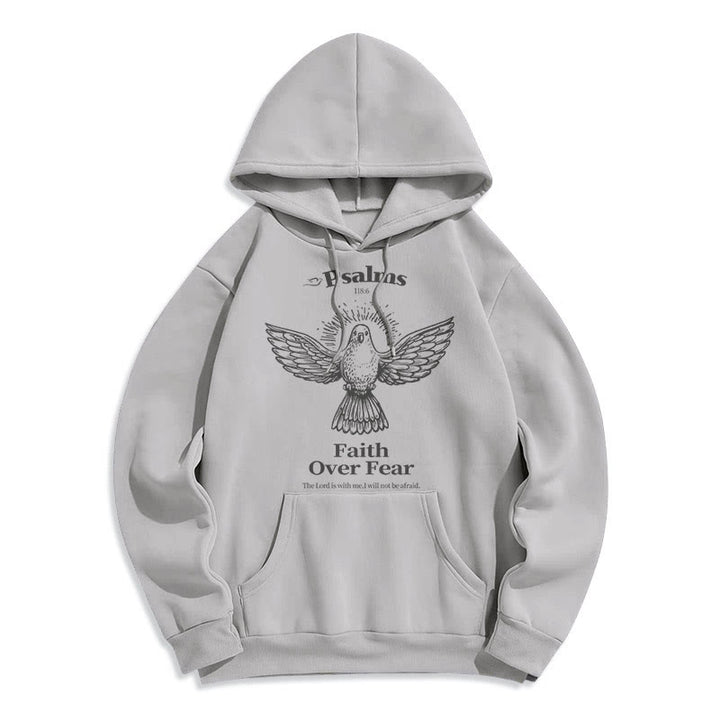 Christianartworkshop Kapuzenpullover aus Polyester im klassischen Zitat-Stil „Faith Over Fear“ mit Fleecefutter