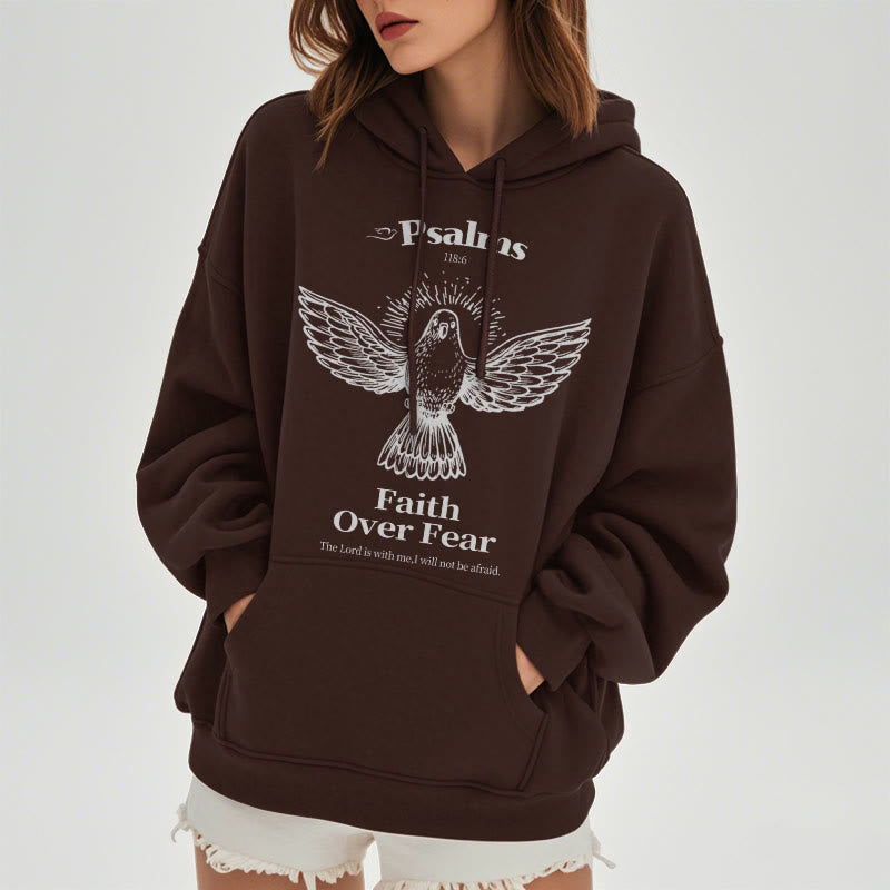 Christianartworkshop Kapuzenpullover aus Polyester im klassischen Zitat-Stil „Faith Over Fear“ mit Fleecefutter