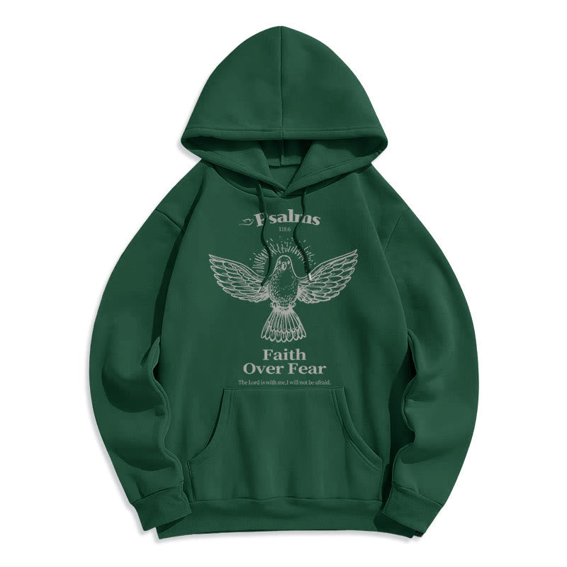 Christianartworkshop Kapuzenpullover aus Polyester im klassischen Zitat-Stil „Faith Over Fear“ mit Fleecefutter