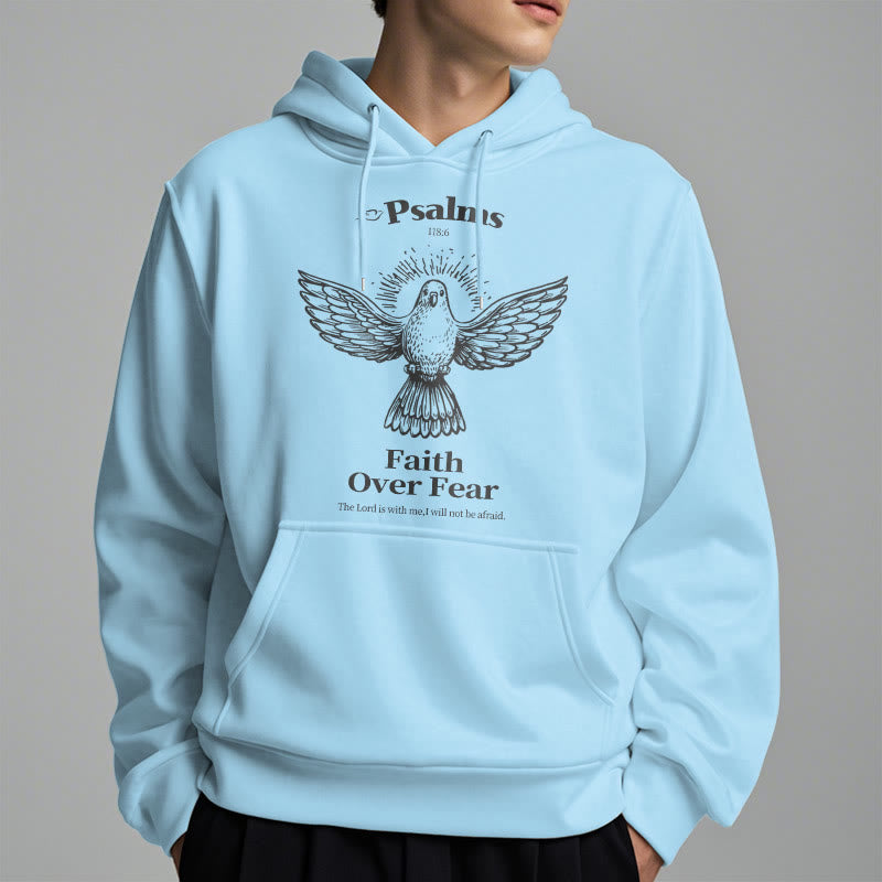 Christianartworkshop Kapuzenpullover aus Polyester im klassischen Zitat-Stil „Faith Over Fear“ mit Fleecefutter - image 1
