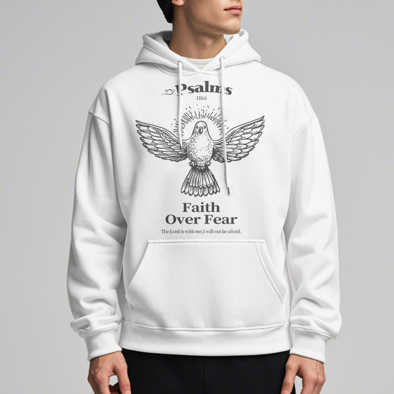 Christianartworkshop Kapuzenpullover aus Polyester im klassischen Zitat-Stil „Faith Over Fear“ mit Fleecefutter