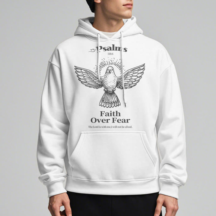 Christianartworkshop Kapuzenpullover aus Polyester im klassischen Zitat-Stil „Faith Over Fear“ mit Fleecefutter