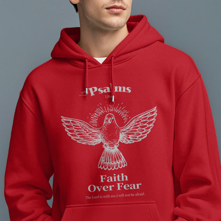 Christianartworkshop Kapuzenpullover aus Polyester im klassischen Zitat-Stil „Faith Over Fear“ mit Fleecefutter