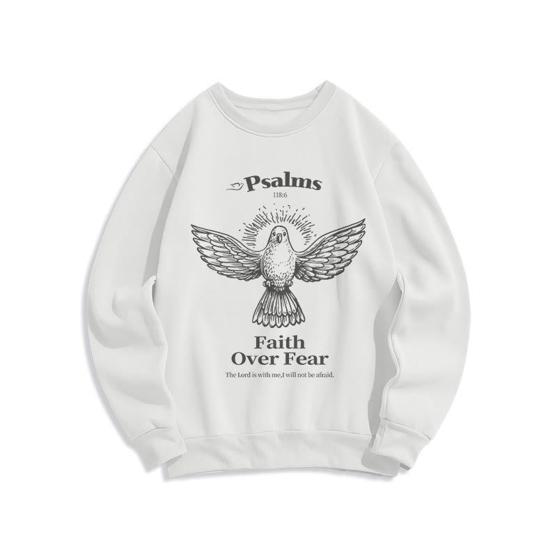Christianartworkshop Klassisches Zitat-Sweatshirt „Faith Over Fear“ aus Polyester mit Fleecefutter