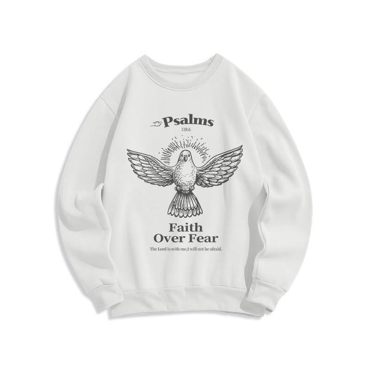 Christianartworkshop Klassisches Zitat-Sweatshirt „Faith Over Fear“ aus Polyester mit Fleecefutter