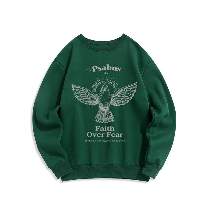 Christianartworkshop Klassisches Zitat-Sweatshirt „Faith Over Fear“ aus Polyester mit Fleecefutter