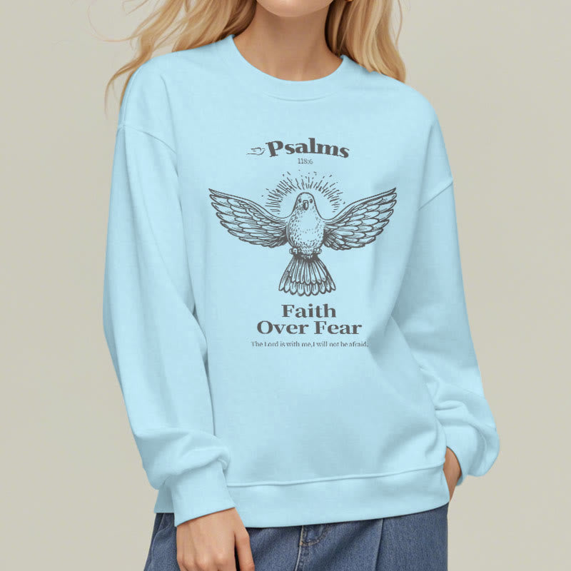 Christianartworkshop Klassisches Zitat-Sweatshirt „Faith Over Fear“ aus Polyester mit Fleecefutter