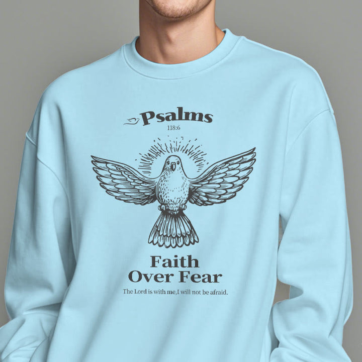 Christianartworkshop Klassisches Zitat-Sweatshirt „Faith Over Fear“ aus Polyester mit Fleecefutter