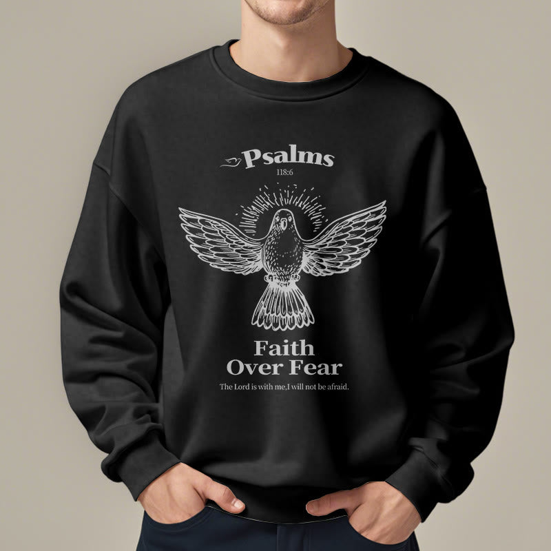 Christianartworkshop Klassisches Zitat-Sweatshirt „Faith Over Fear“ aus Polyester mit Fleecefutter