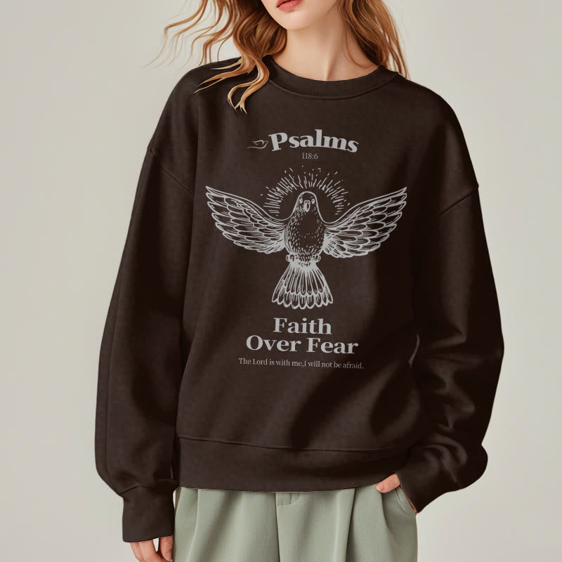 Christianartworkshop Klassisches Zitat-Sweatshirt „Faith Over Fear“ aus Polyester mit Fleecefutter