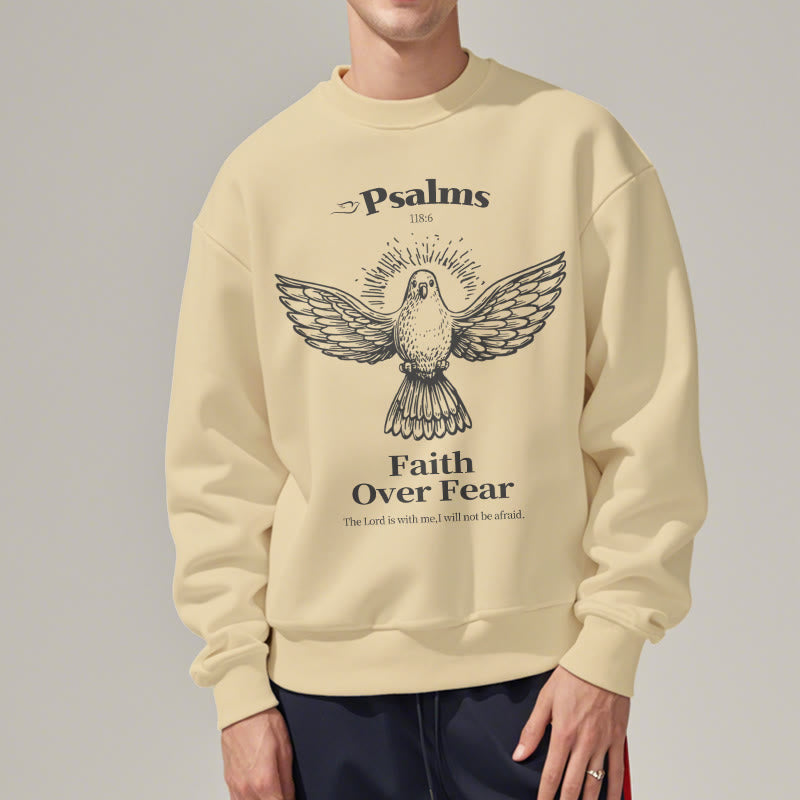 Christianartworkshop Klassisches Zitat-Sweatshirt „Faith Over Fear“ aus Polyester mit Fleecefutter