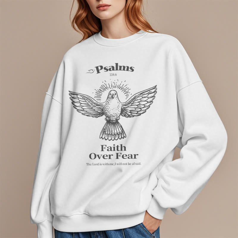 Christianartworkshop Klassisches Zitat-Sweatshirt „Faith Over Fear“ aus Polyester mit Fleecefutter
