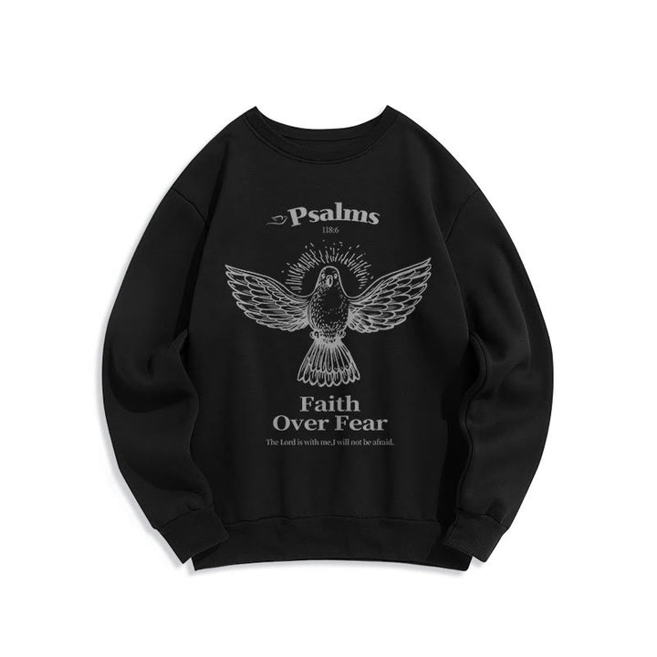Christianartworkshop Klassisches Zitat-Sweatshirt „Faith Over Fear“ aus Polyester mit Fleecefutter