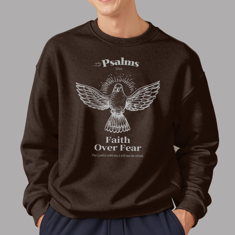 Christianartworkshop Klassisches Zitat-Sweatshirt „Faith Over Fear“ aus Polyester mit Fleecefutter