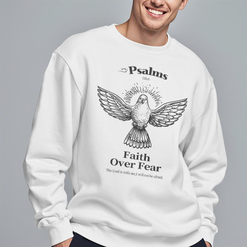 Christianartworkshop Klassisches Zitat-Sweatshirt „Faith Over Fear“ aus Polyester mit Fleecefutter