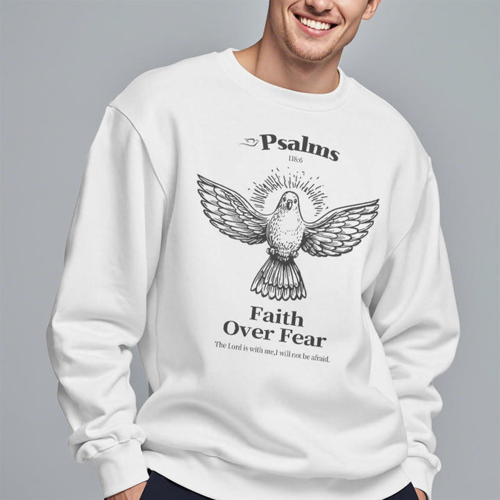 Christianartworkshop Klassisches Zitat-Sweatshirt „Faith Over Fear“ aus Polyester mit Fleecefutter