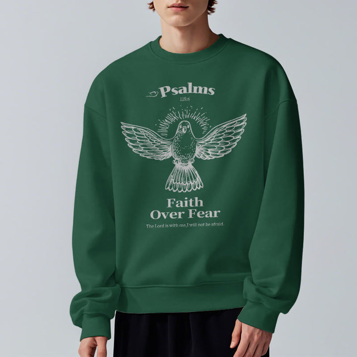 Christianartworkshop Klassisches Zitat-Sweatshirt „Faith Over Fear“ aus Polyester mit Fleecefutter