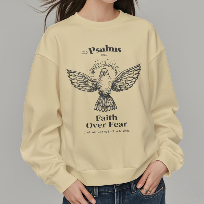 Christianartworkshop Klassisches Zitat-Sweatshirt „Faith Over Fear“ aus Polyester mit Fleecefutter