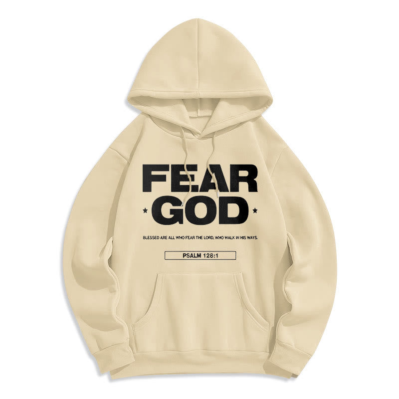Christianartworkshop Klassischer Hoodie im Zitatstil: „Fürchte Gott, Glaube, Segen“ – Fleecegefüttert, Polyester - Beige - 2XL - image 10