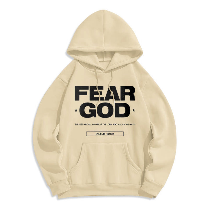 Christianartworkshop Klassischer Hoodie im Zitatstil: „Fürchte Gott, Glaube, Segen“ – Fleecegefüttert, Polyester - Beige - 2XL - image 10