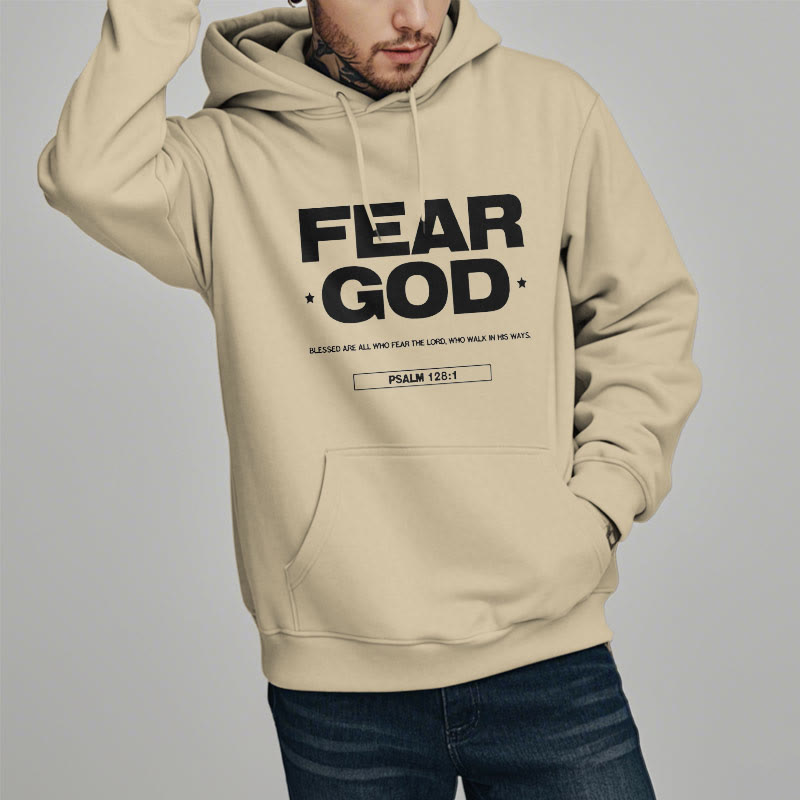 Christianartworkshop Kapuzenpullover aus Polyester im klassischen Zitat-Stil „Fear God Faith Blessed“ mit Fleecefutter