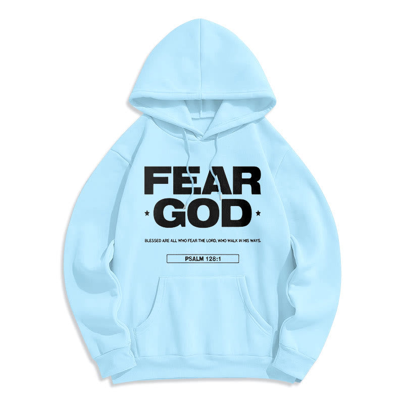 Christianartworkshop Klassischer Hoodie im Zitatstil: „Fürchte Gott, Glaube, Segen“ – Fleecegefüttert, Polyester - Blau - 2XL - image 25