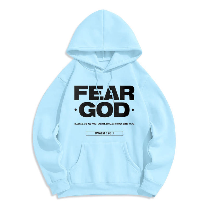 Christianartworkshop Klassischer Hoodie im Zitatstil: „Fürchte Gott, Glaube, Segen“ – Fleecegefüttert, Polyester - Blau - 2XL - image 25