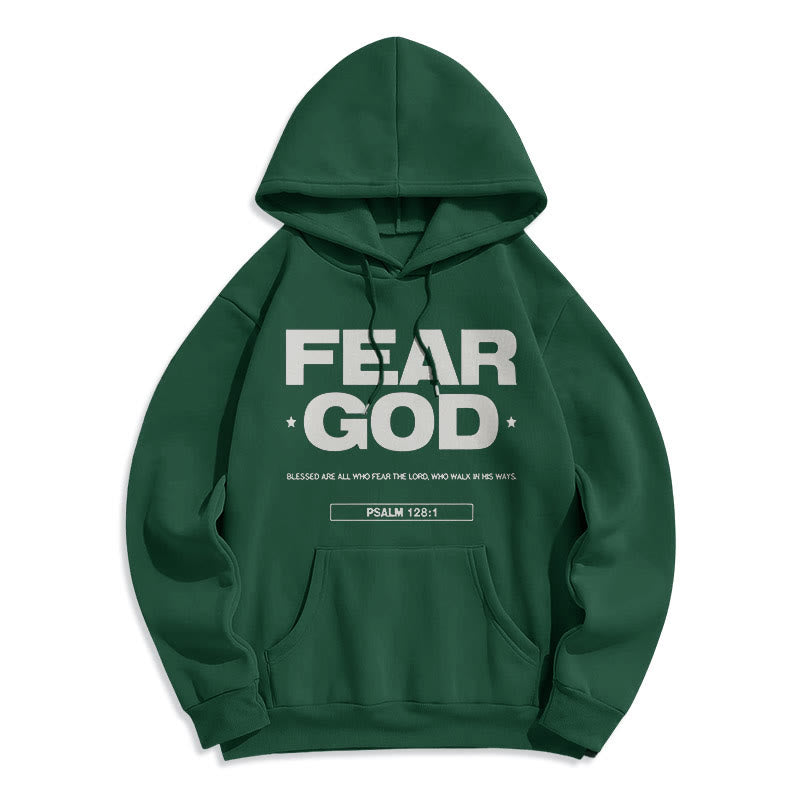Christianartworkshop Klassischer Hoodie im Zitatstil: „Fürchte Gott, Glaube, Segen“ – Fleecegefüttert, Polyester - Grün - 2XL - image 20