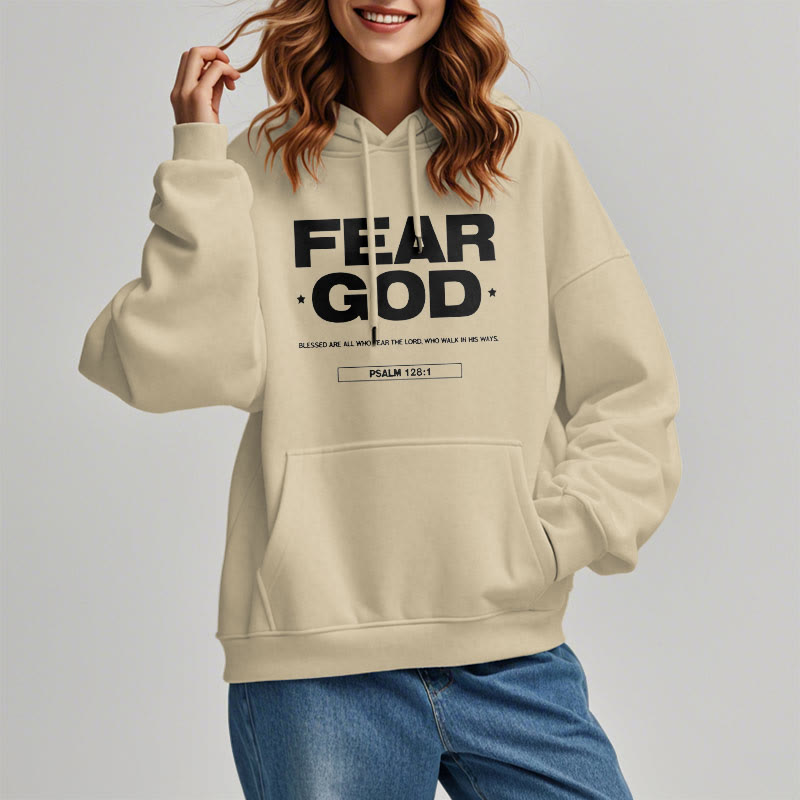 Christianartworkshop Kapuzenpullover aus Polyester im klassischen Zitat-Stil „Fear God Faith Blessed“ mit Fleecefutter