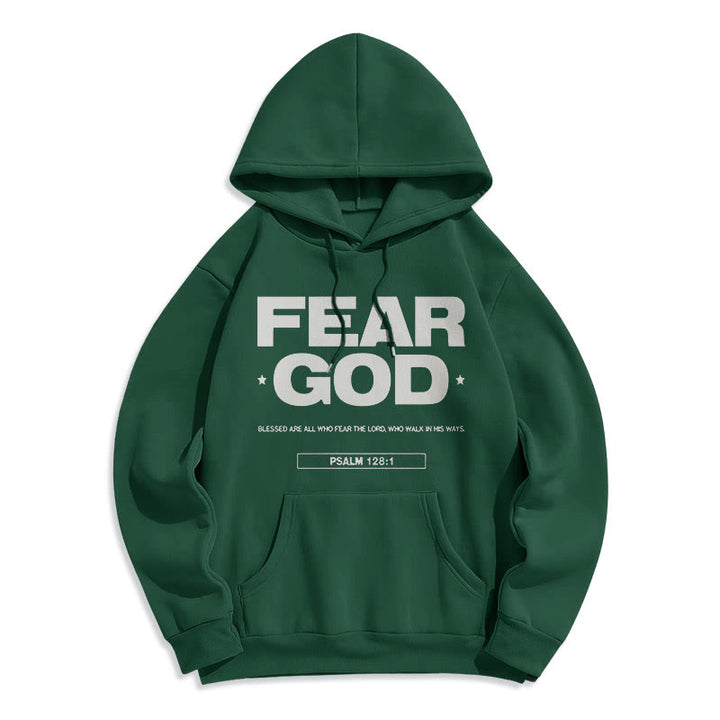 Christianartworkshop Kapuzenpullover aus Polyester im klassischen Zitat-Stil „Fear God Faith Blessed“ mit Fleecefutter - Grün - 2XL - image 20