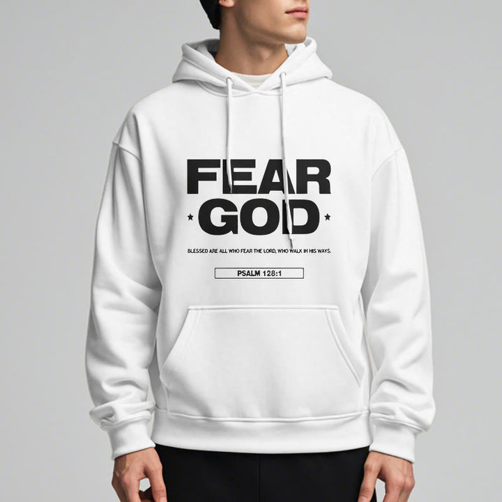 Christianartworkshop Klassischer Hoodie im Zitatstil: „Fürchte Gott, Glaube, Segen“ – Fleecegefüttert, Polyester - image 7