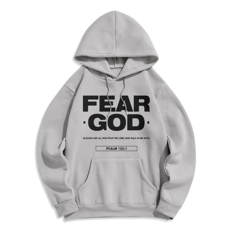 Christianartworkshop Klassischer Hoodie im Zitatstil: „Fürchte Gott, Glaube, Segen“ – Fleecegefüttert, Polyester - Grau - 2XL - image 30