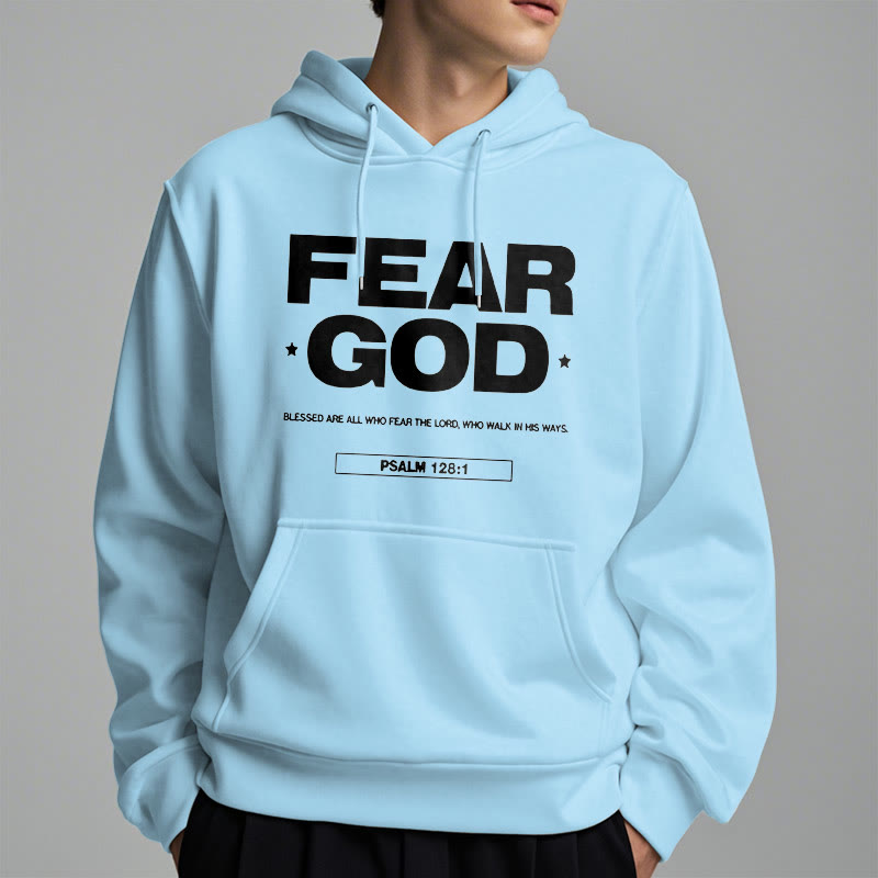 Christianartworkshop Kapuzenpullover aus Polyester im klassischen Zitat-Stil „Fear God Faith Blessed“ mit Fleecefutter